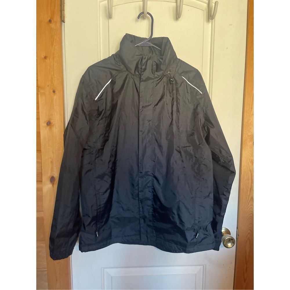 Core 365 by North End Mens jacket L black, zip up breathable, Rolled hidden hood